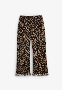 Scalpers Pants<Animal Print Pants With Fringe Hem