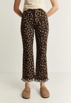 Scalpers Pants<Animal Print Pants With Fringe Hem