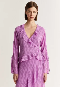 Scalpers Shirts<Asymmetric Hem Plumeti Blouse