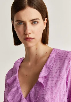 Scalpers Shirts<Asymmetric Hem Plumeti Blouse