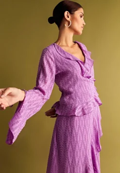 Scalpers Shirts<Asymmetric Hem Plumeti Blouse