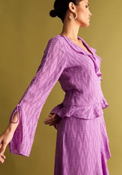 Scalpers Shirts<Asymmetric Hem Plumeti Blouse