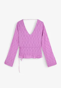 Scalpers Shirts<Asymmetric Hem Plumeti Blouse