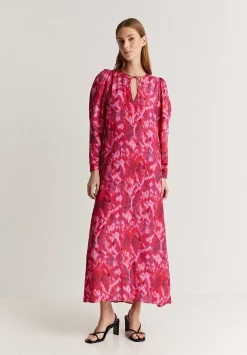 Scalpers Dresses<Back Lace Print Midi Dress