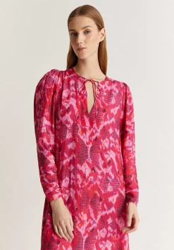 Scalpers Dresses<Back Lace Print Midi Dress