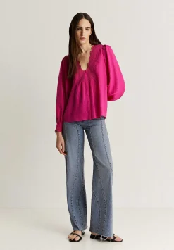 Scalpers Shirts<Contrast Embroidery Blouse