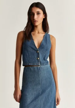 Scalpers T-Shirts And Tops<Cropped Denim Vest