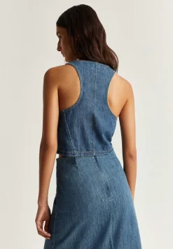 Scalpers T-Shirts And Tops<Cropped Denim Vest