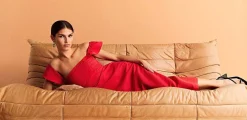 Scalpers Dresses<Draped Chest Midi Linen Dress