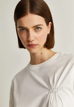 Scalpers T-Shirts And Tops<Embroidered Logo Gather Detail T-Shirt
