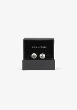 Scalpers Twins<Engraved Skull Round Cufflinks