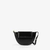 Scalpers Fur<Half Moon Leather Bag With Crystals