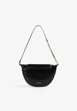 Scalpers Fur<Half Moon Leather Bag With Crystals