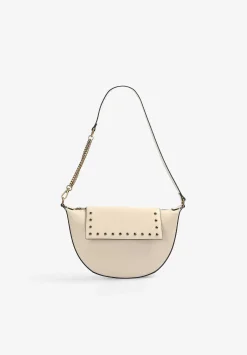 Scalpers Fur<Half Moon Leather Bag With Crystals