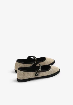 Scalpers Flat Shoes<Linen Slippers Contrast Details
