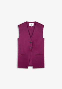Scalpers Blazers And Vests<Linen Vest With Buttons