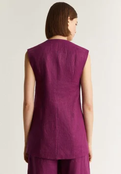 Scalpers Blazers And Vests<Linen Vest With Buttons