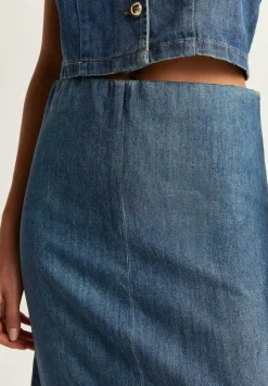 Scalpers Skirts<Low Flow Denim Midi Skirt