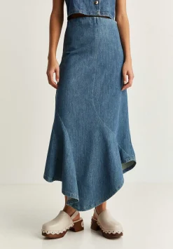 Scalpers Skirts<Low Flow Denim Midi Skirt