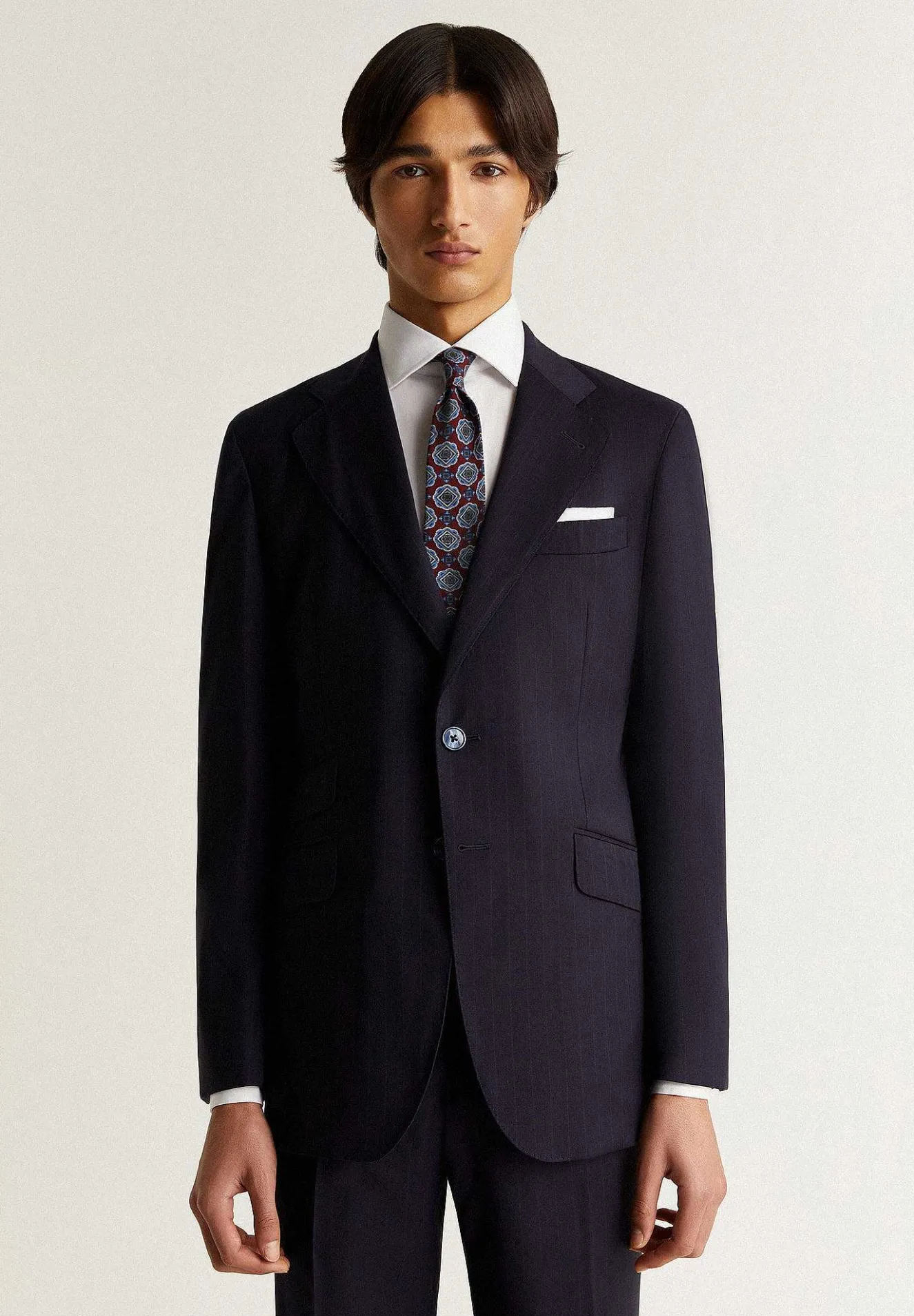 Scalpers Suits<Navy Blue Striped Wool Suit