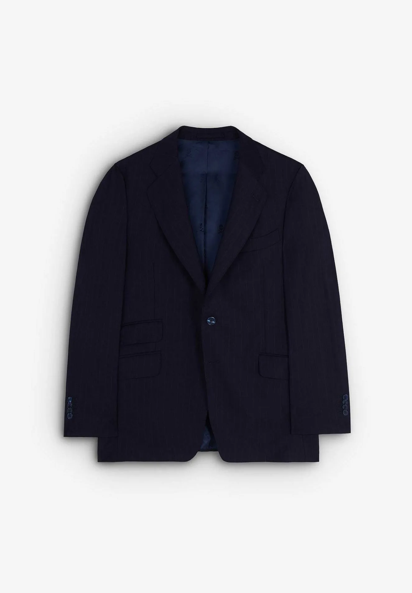 Scalpers Suits<Navy Blue Striped Wool Suit