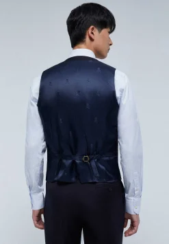 Scalpers Suits<Navy Blue Wool Three Piece Jacket
