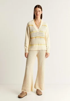 Scalpers Sweaters And Cardigans<Openwork Knitted Sweater V Neckline
