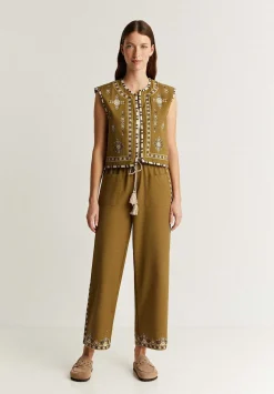 Scalpers Pants<Pants With Ethnic Embroidery Detail