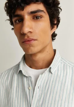 Scalpers Casual<Premium Linen Striped Slim Shirt
