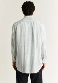 Scalpers Casual<Premium Linen Striped Slim Shirt