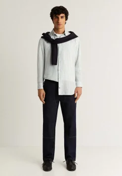 Scalpers Casual<Premium Linen Striped Slim Shirt