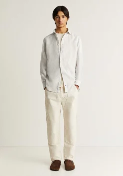 Scalpers Casual<Premium Linen Striped Slim Shirt