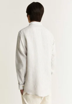 Scalpers Casual<Premium Linen Striped Slim Shirt