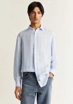 Scalpers Casual<Premium Linen Striped Slim Shirt