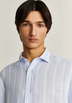 Scalpers Casual<Premium Linen Striped Slim Shirt