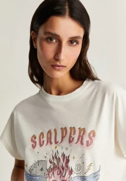 Scalpers T-Shirts And Tops<Print T-Shirt With Strass Detail