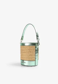 Scalpers Fur<Raffia Bucket Bag With Metallic Detail