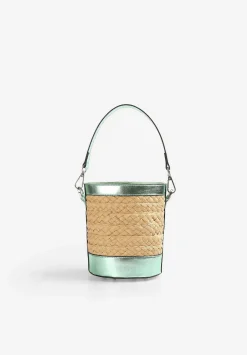 Scalpers Fur<Raffia Bucket Bag With Metallic Detail