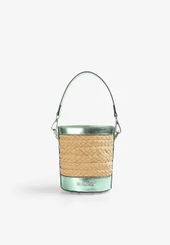 Scalpers Fur<Raffia Bucket Bag With Metallic Detail
