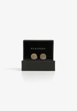 Scalpers Twins<Round Cufflinks Engraved Logo