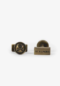 Scalpers Twins<Round Old Gold Cufflinks