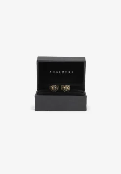 Scalpers Twins<Round Old Gold Cufflinks