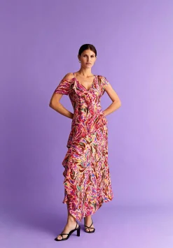 Scalpers Dresses<Ruffles Print Midi Dress