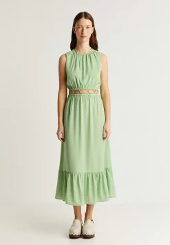 Scalpers Dresses<Satin Midi Dress With Opening Waist