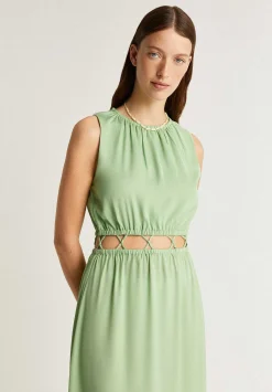 Scalpers Dresses<Satin Midi Dress With Opening Waist