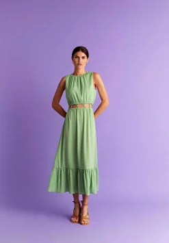 Scalpers Dresses<Satin Midi Dress With Opening Waist