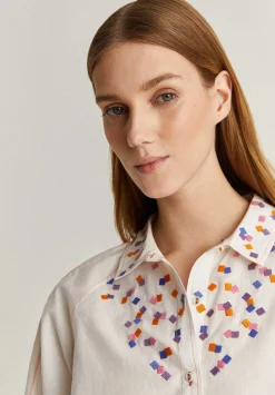 Scalpers Shirts<Shirt With Embroidered Detail And Square Design