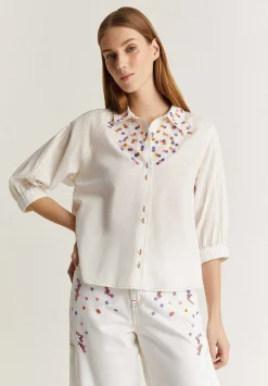 Scalpers Shirts<Shirt With Embroidered Detail And Square Design