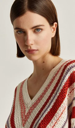 Scalpers Sweaters And Cardigans<Striped Crochet Sweater