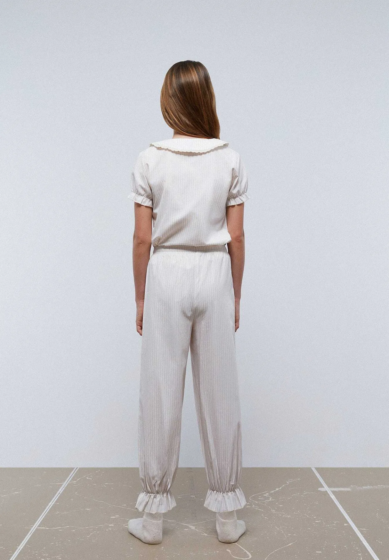 Scalpers Pajamas<Striped Pajamas With Embroidered Strip Neck